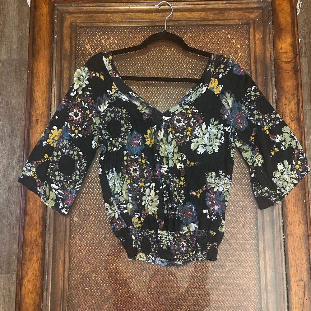 American Rag Black Floral Blouse